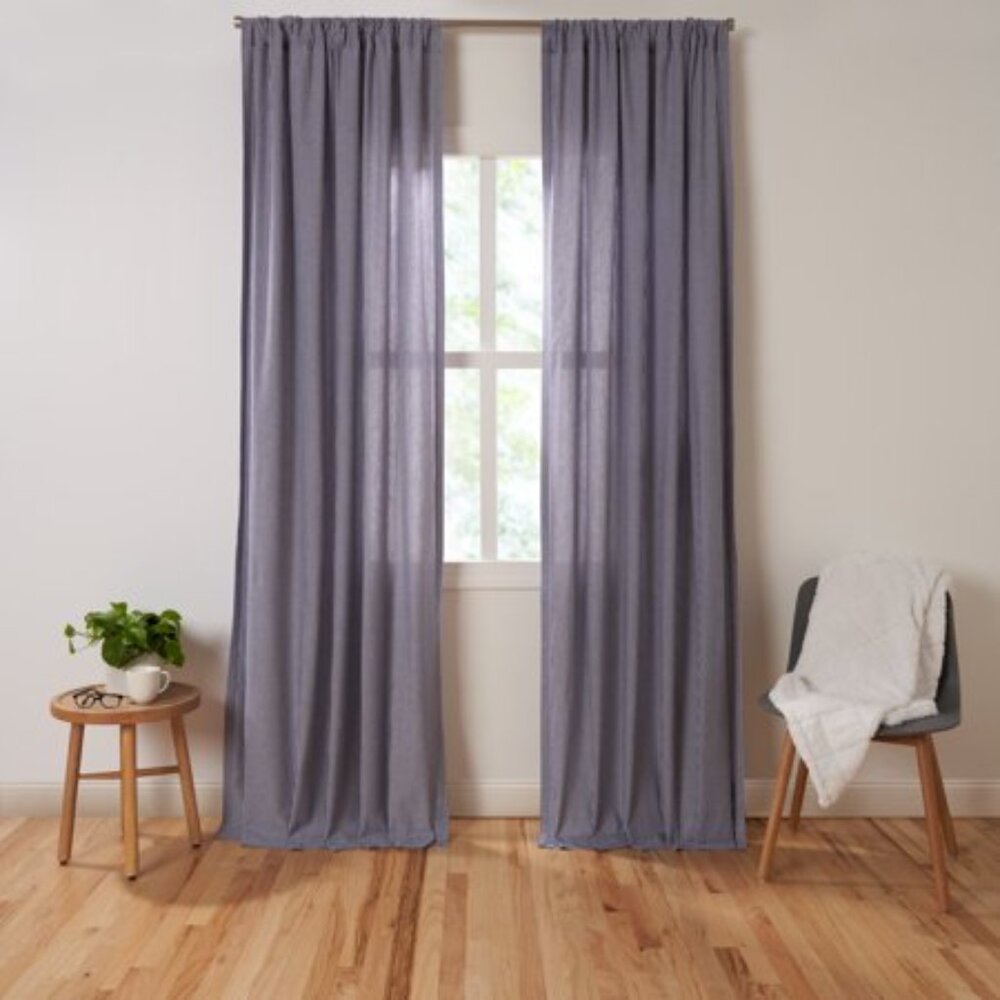 Gap Home Yarn Dyed Chambray Stripe Organic Cotton Light Filtering Rod Pocket